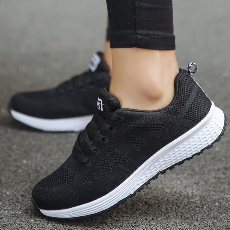 Damen Orthopädische Atmungsaktive Schnürsneaker mit Weiter Zehenbox