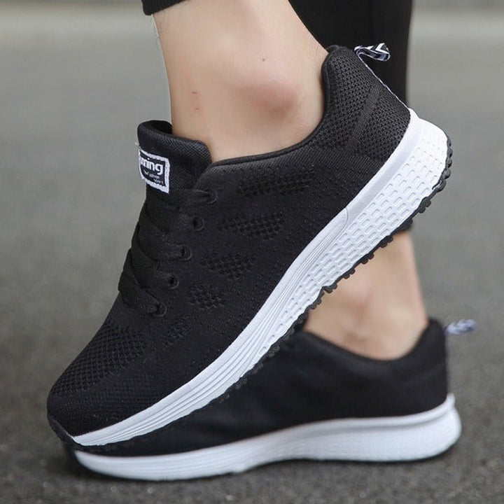 Damen Orthopädische Atmungsaktive Schnürsneaker mit Weiter Zehenbox