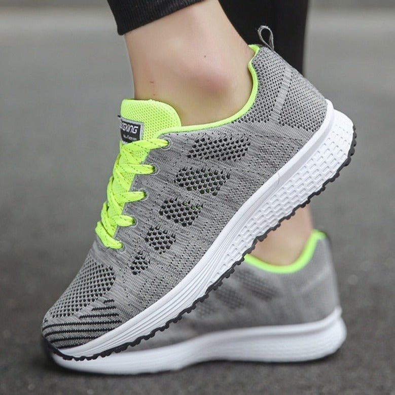 Damen Orthopädische Atmungsaktive Schnürsneaker mit Weiter Zehenbox
