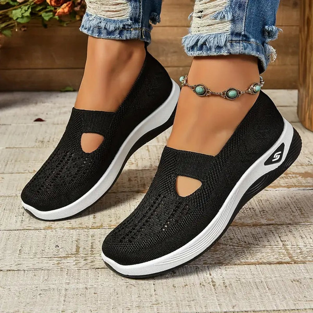Damen Orthopädische Comfortable Sandals Slip-On Strickschuhe - Schwarz