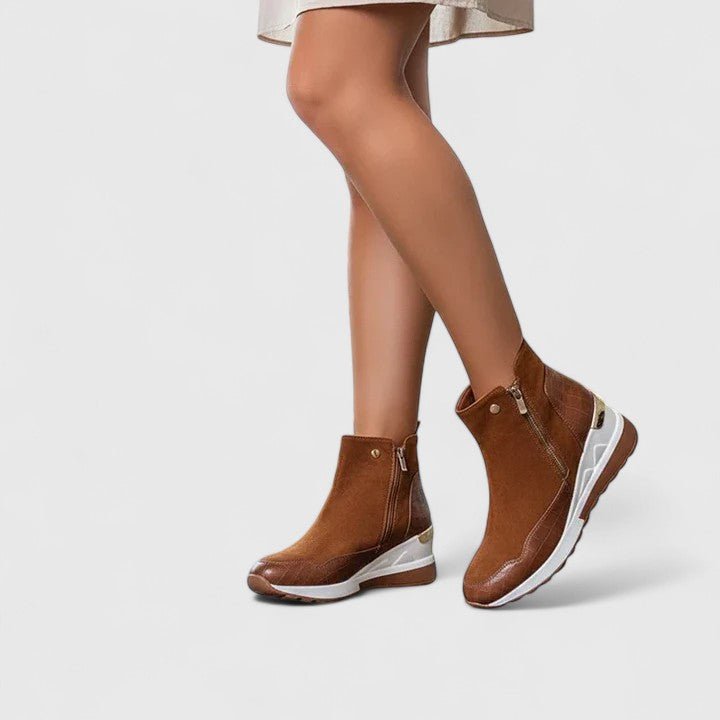 Damen Orthopädische Keilabsatz-Stiefeletten mit Reißverschluss