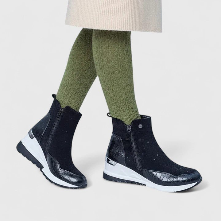 Damen Orthopädische Keilabsatz-Stiefeletten mit Reißverschluss