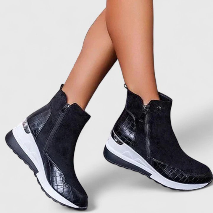Damen Orthopädische Keilabsatz-Stiefeletten mit Reißverschluss