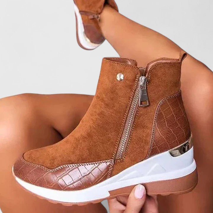 Damen Orthopädische Keilabsatz-Stiefeletten mit Reißverschluss
