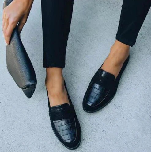 Damen Orthopädische Krokotextur Slip-On Leder-Loafers