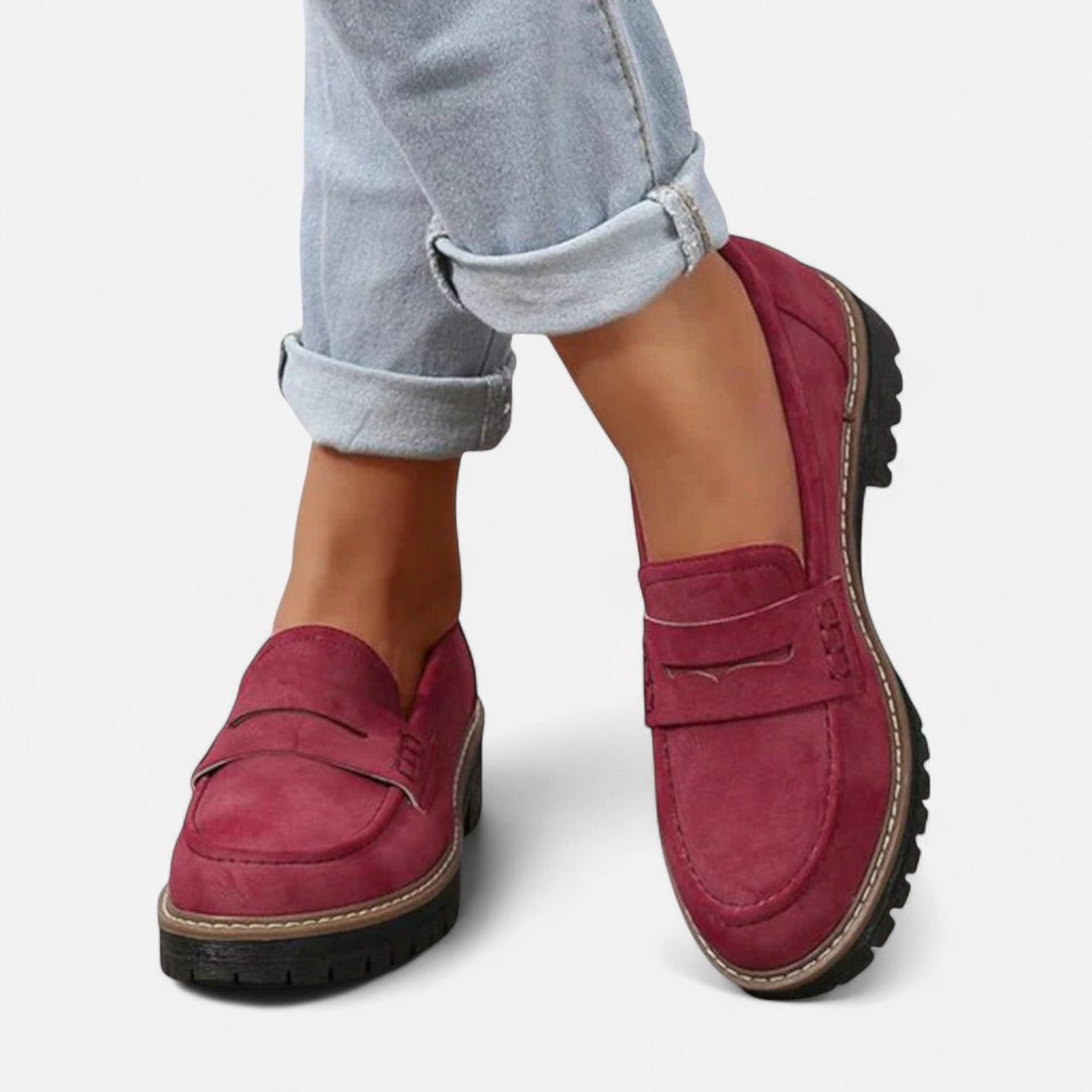 Damen Orthopädische Loafer Komfort Slip-On Schuhe - Wine-Red