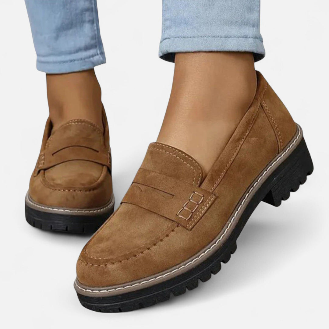 Damen Orthopädische Loafer Komfort Slip-On Schuhe - Brown