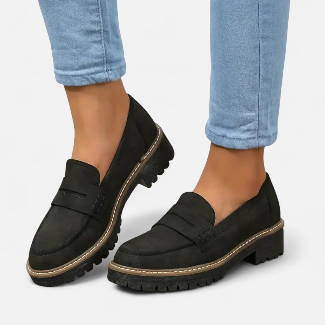 Damen Orthopädische Loafer Komfort Slip-On Schuhe - Black