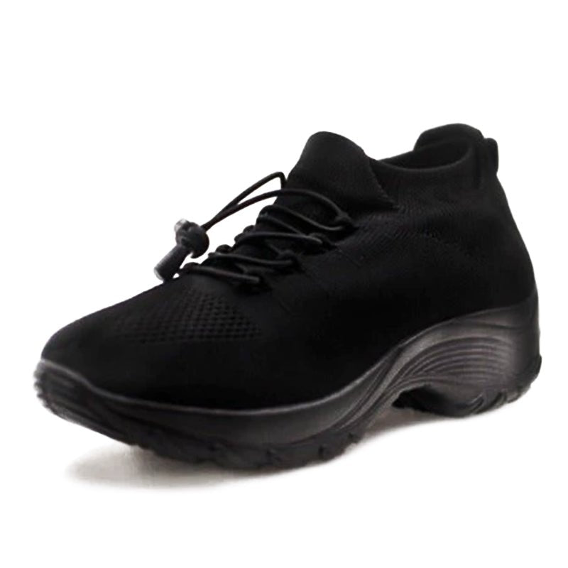 Damen Orthopädische Memory-Foam Schnürsenkel Plateau-Sneaker - Midnight Black