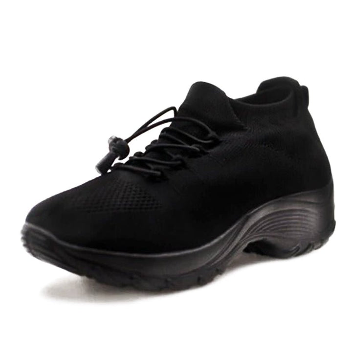 Damen Orthopädische Memory-Foam Schnürsenkel Plateau-Sneaker - Midnight Black