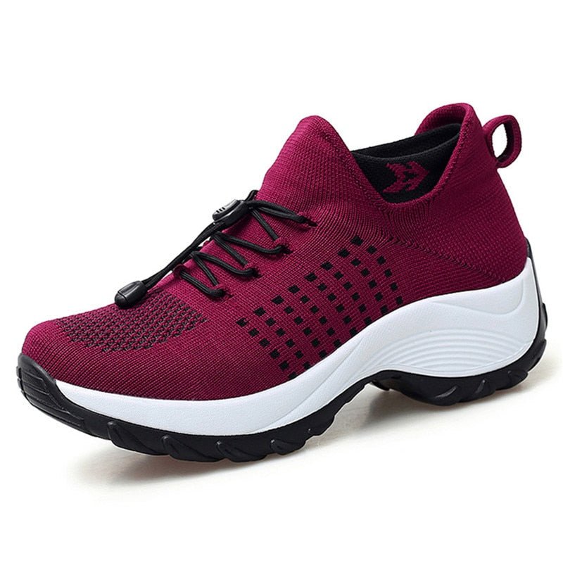 Damen Orthopädische Memory-Foam Schnürsenkel Plateau-Sneaker - Red