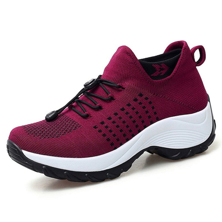 Damen Orthopädische Memory-Foam Schnürsenkel Plateau-Sneaker - Red