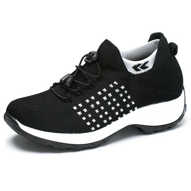 Damen Orthopädische Memory-Foam Schnürsenkel Plateau-Sneaker - Black White