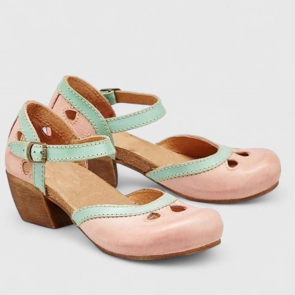 Damen Orthopädische Pumps Mary Jane Riemchen Komfort - Pink