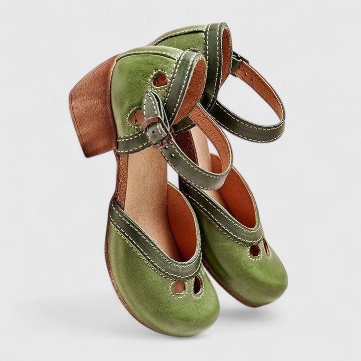 Damen Orthopädische Pumps Mary Jane Riemchen Komfort - Green