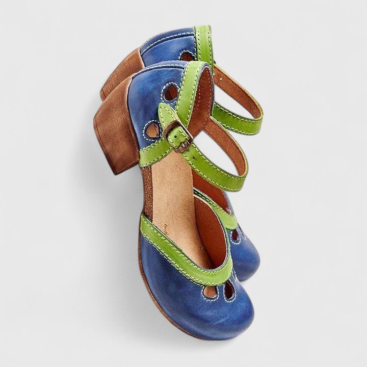 Damen Orthopädische Pumps Mary Jane Riemchen Komfort - Blue