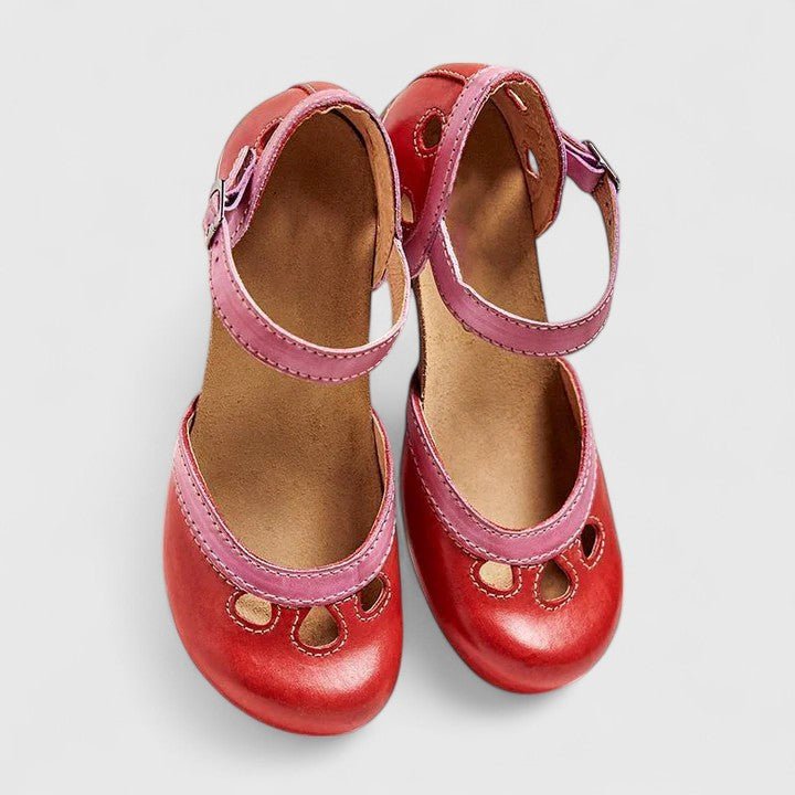 Damen Orthopädische Pumps Mary Jane Riemchen Komfort - Red