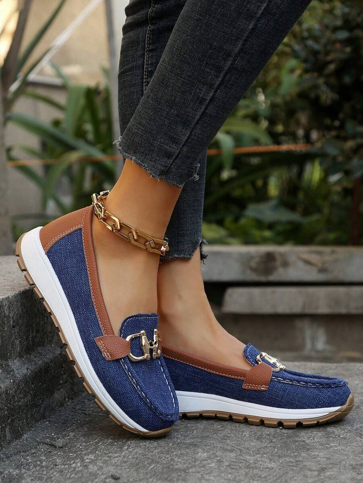 Damen Orthopädische Rutschfeste Slipper Loafer mit Golddetail