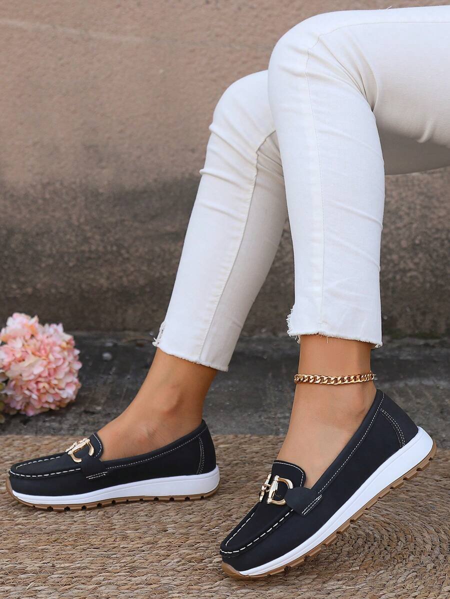 Damen Orthopädische Rutschfeste Slipper Loafer mit Golddetail