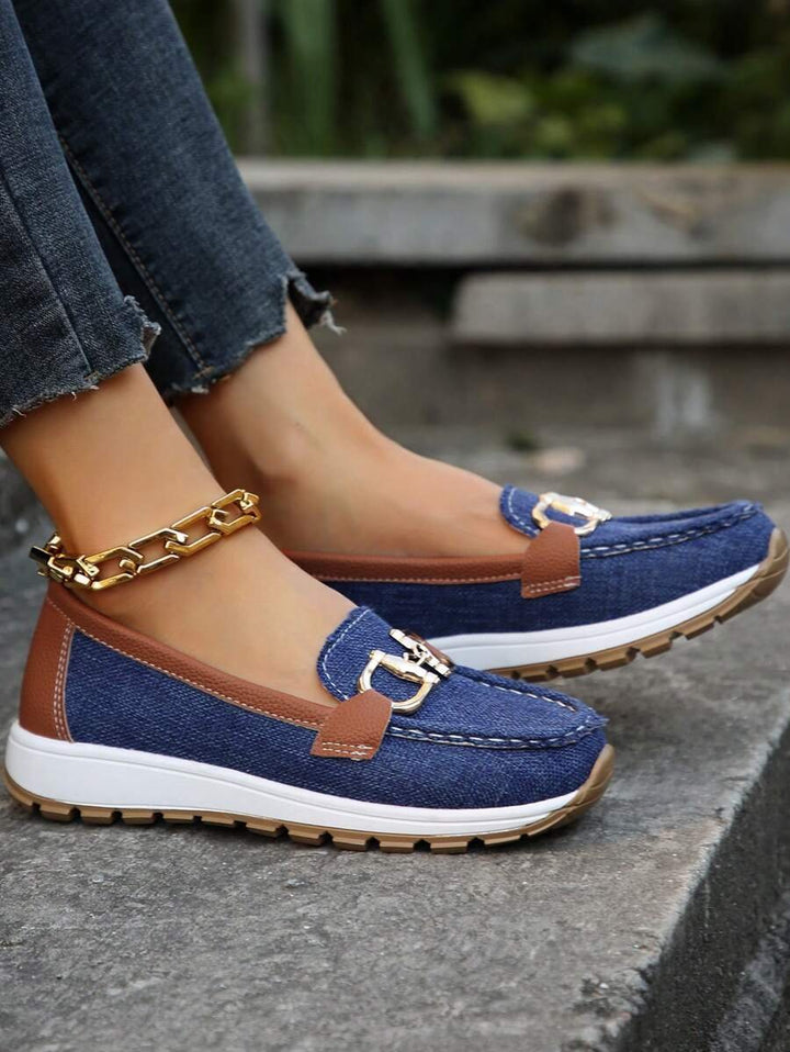 Damen Orthopädische Rutschfeste Slipper Loafer mit Golddetail