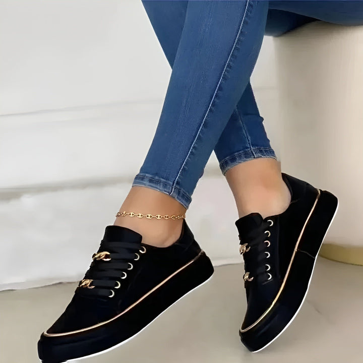 Damen Orthopädische Schnürsenkel-Sneaker Goldketten-Akzente