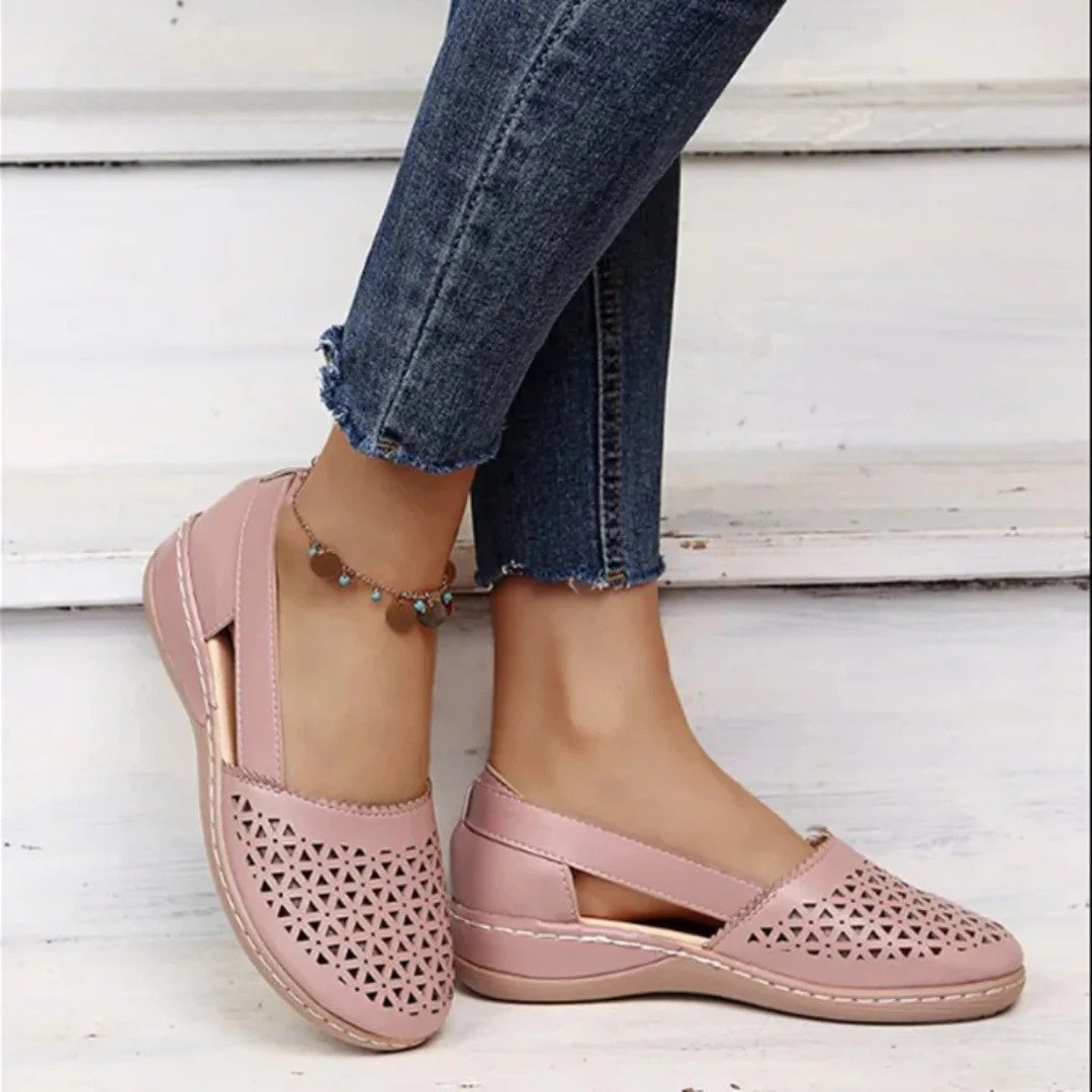 Damen Orthopädische Slip-On Schuhe Gelocht - Light Pink