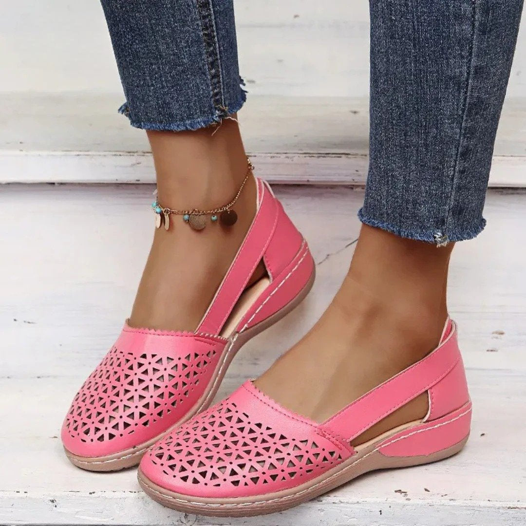 Damen Orthopädische Slip-On Schuhe Gelocht - Pink