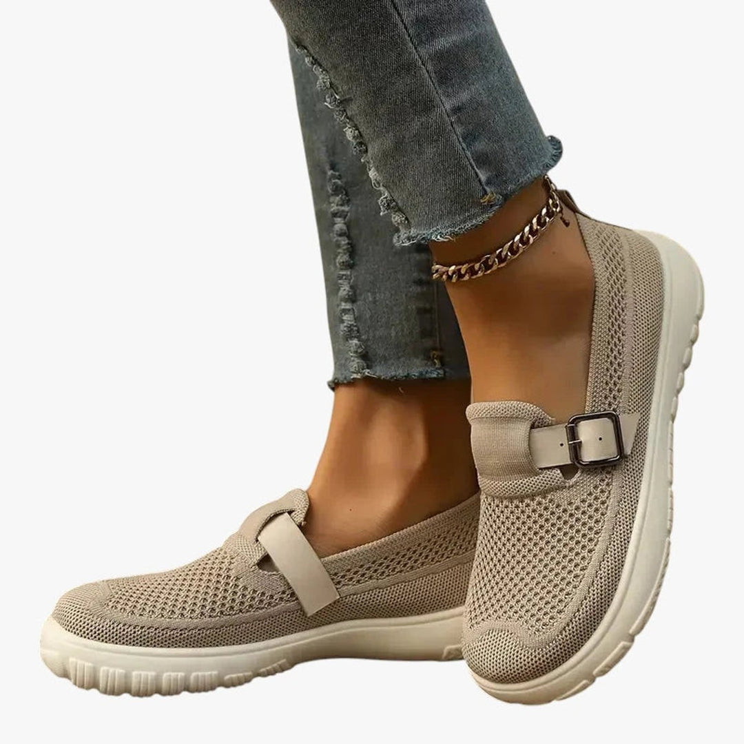 Damen Orthopädische Slip-On Schuhe mit Klettverschluss - Beige