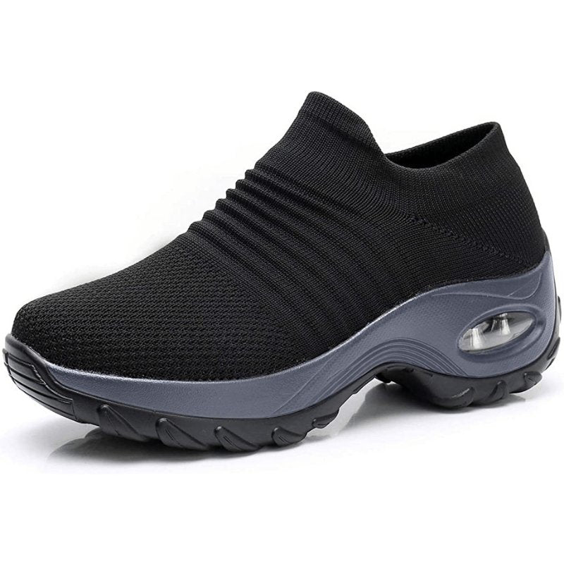 Damen Orthopädische Slip-On Sneaker Luftpolster - Black (Gray Sole)