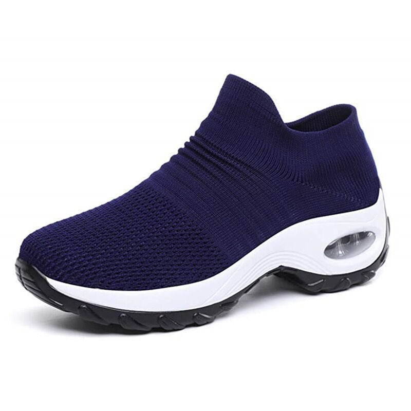 Damen Orthopädische Slip-On Sneaker Luftpolster - Blue (White Sole)