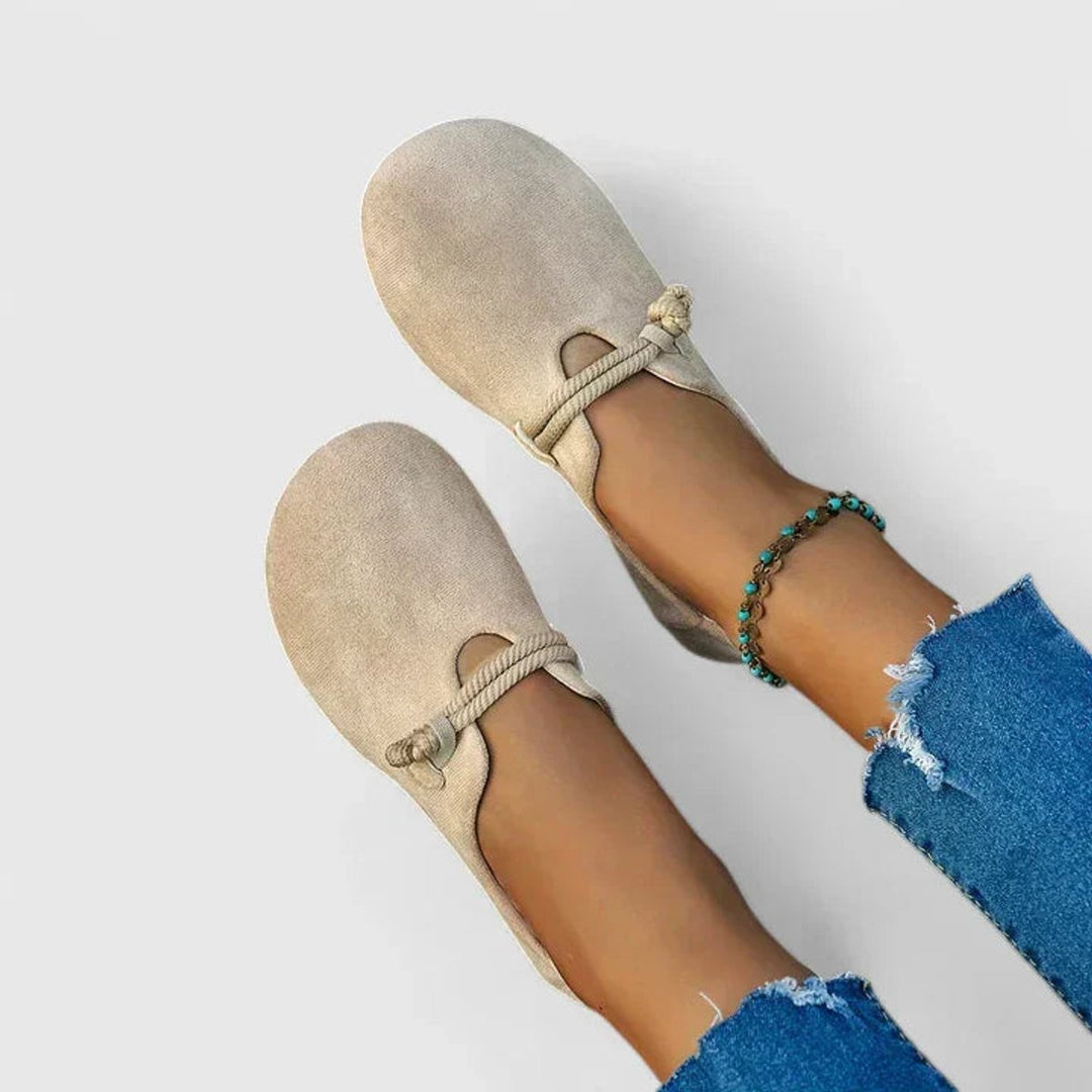 Damen Orthopädische Slipper Flache Schuhe Seildetail Rundkappe