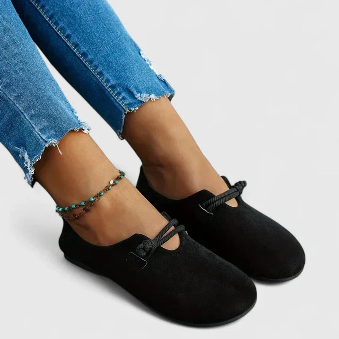 Damen Orthopädische Slipper Flache Schuhe Seildetail Rundkappe