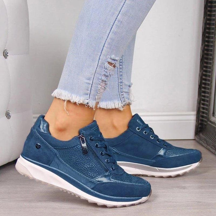Damen Orthopädische Sneakers Reißverschluss Komfort - Blau
