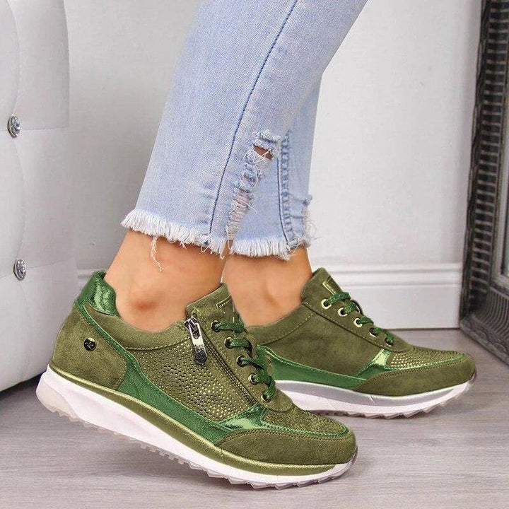 Damen Orthopädische Sneakers Reißverschluss Komfort - Grün
