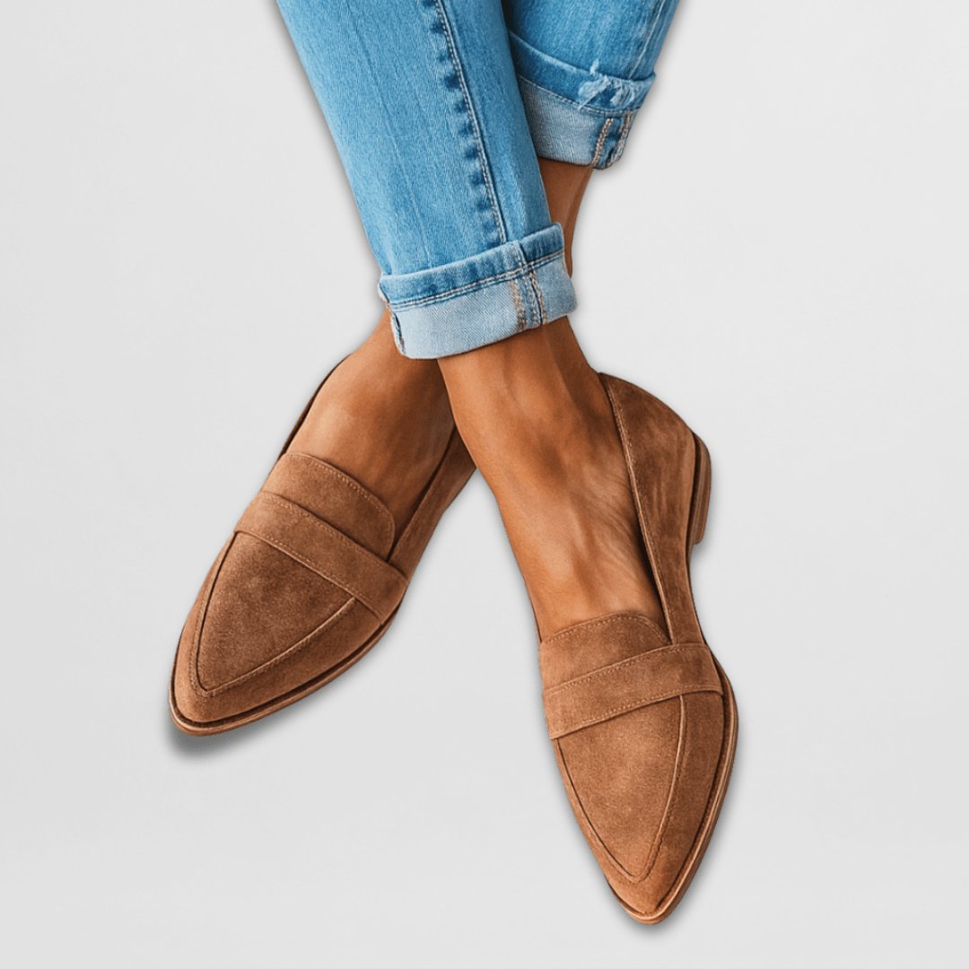 Damen Orthopädische Wildleder Spitze Loafers - Bruin