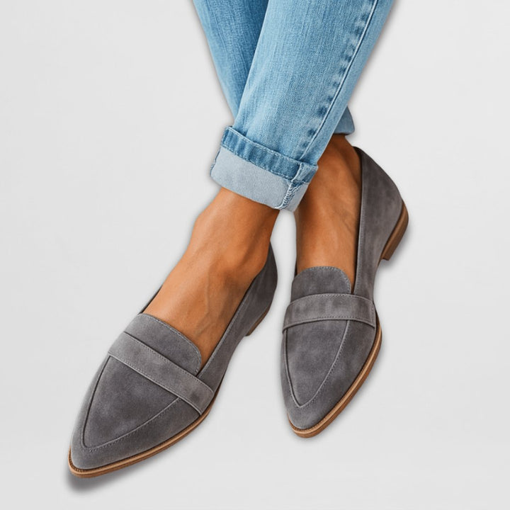 Damen Orthopädische Wildleder Spitze Loafers - Grijs