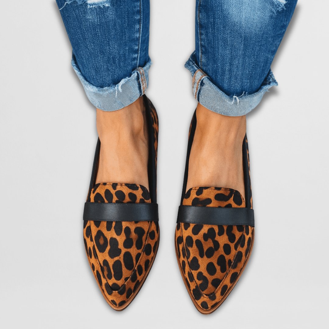 Damen Orthopädische Wildleder Spitze Loafers - Luipaard