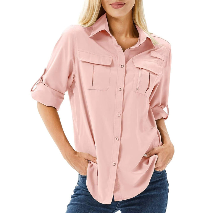 Damen Outdoor Hemd UVP 50 Langarm Wanderhemd - Pink