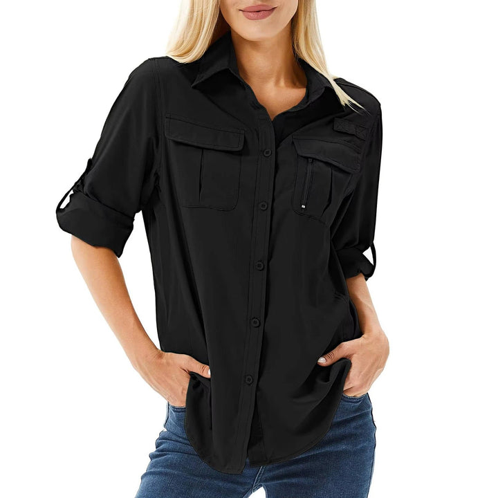 Damen Outdoor Hemd UVP 50 Langarm Wanderhemd - Black
