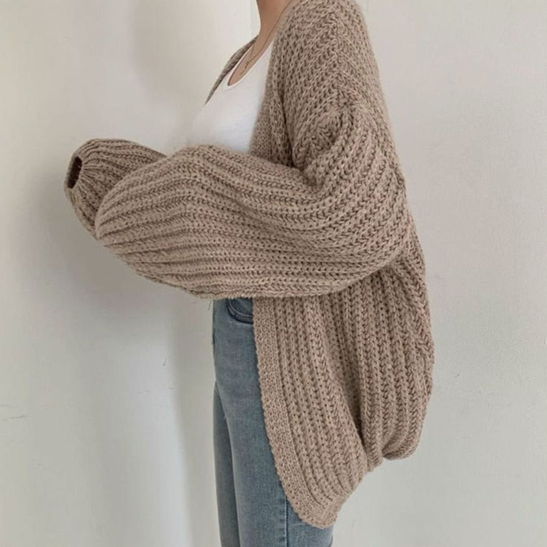 Damen Oversize Grobstrick-Cardigan offener Vorderseite Einheitsgröße