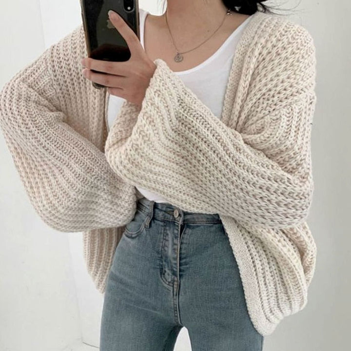 Damen Oversize Grobstrick-Cardigan offener Vorderseite Einheitsgröße