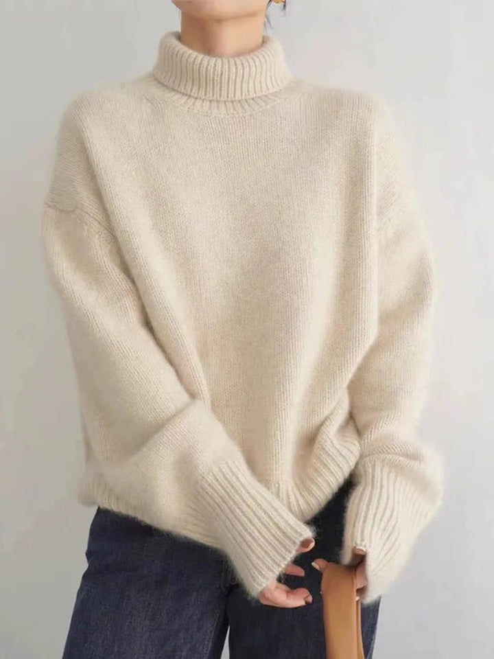 Damen Oversize Rollkragen Knit Sweater aus weichem Kaschmirstrick