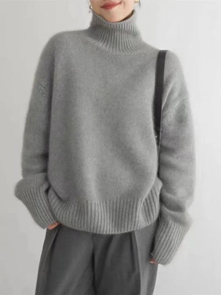 Damen Oversize Rollkragen Knit Sweater aus weichem Kaschmirstrick
