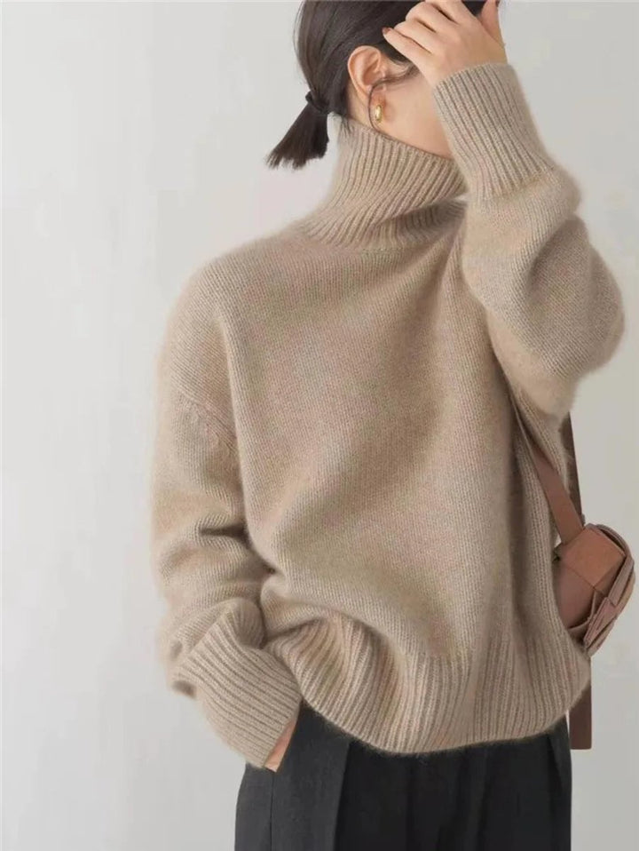 Damen Oversize Rollkragen Knit Sweater aus weichem Kaschmirstrick