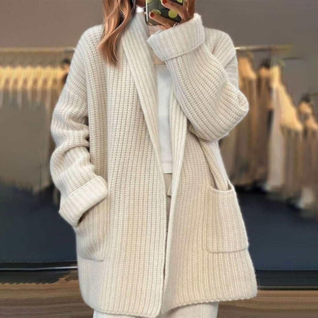 Damen Oversize Strick-Cardigan mit Taschen Einheitsgröße