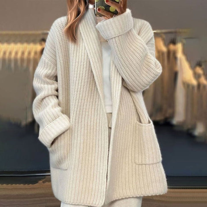 Damen Oversize Strick-Cardigan mit Taschen Einheitsgröße