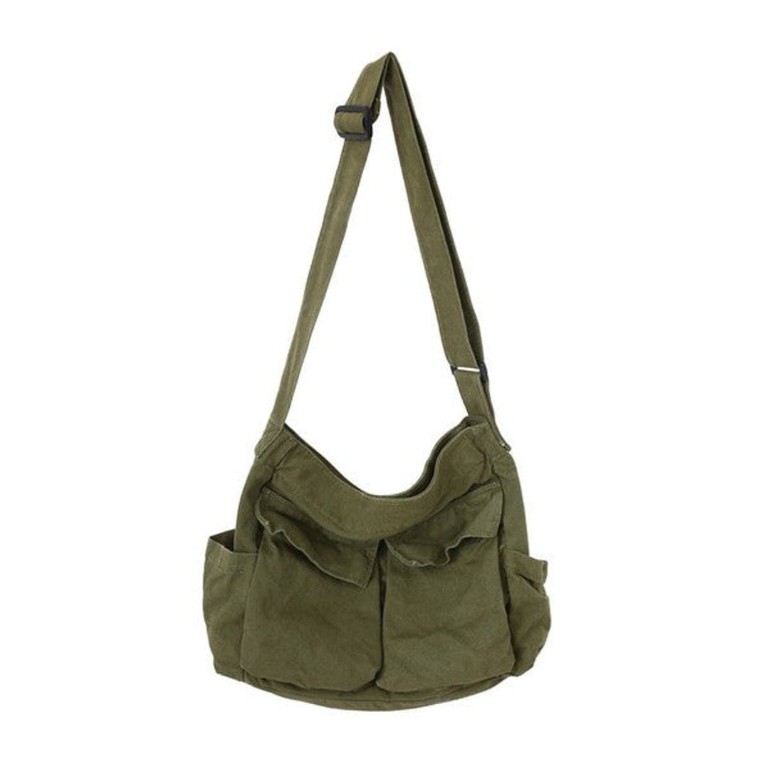 Damen Oversized Canvas Tote Bag Messenger Umhängetasche