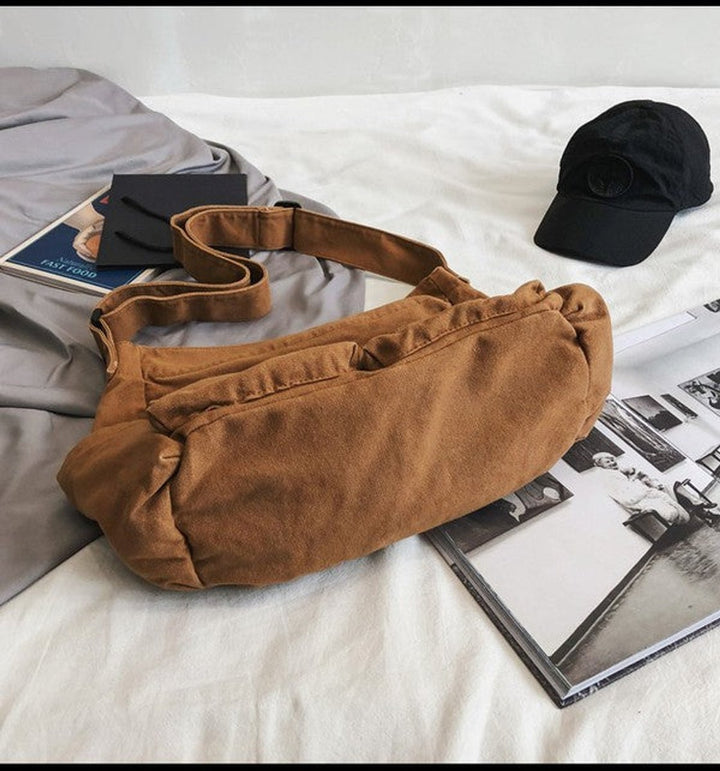 Damen Oversized Canvas Tote Bag Messenger Umhängetasche