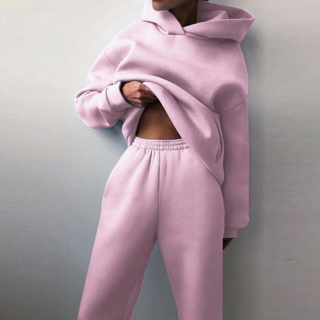 Damen Oversized Hoodie und Jogginghose-Set Streetstyle Trainingsanzug - Rosa