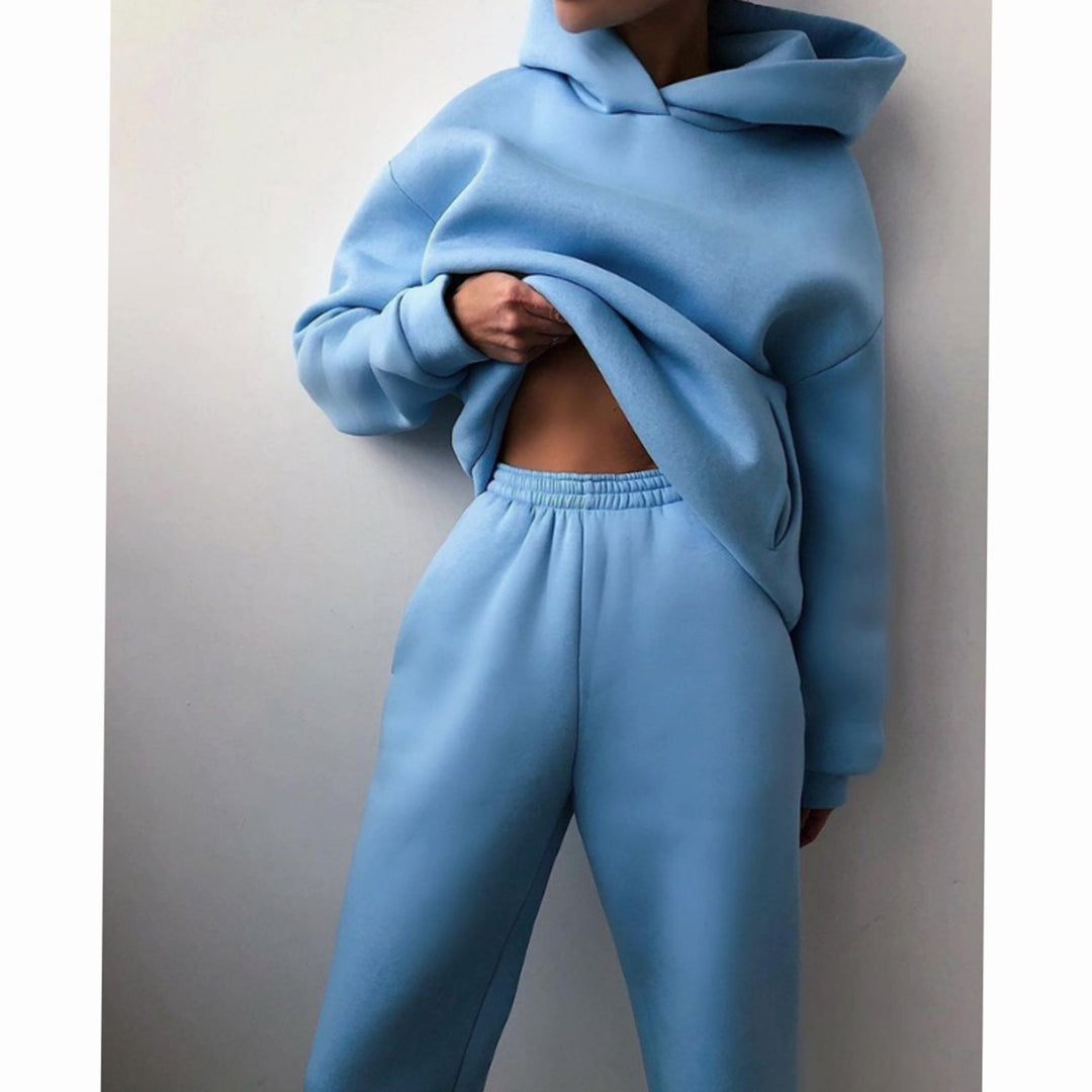 Damen Oversized Hoodie und Jogginghose-Set Streetstyle Trainingsanzug - Blau